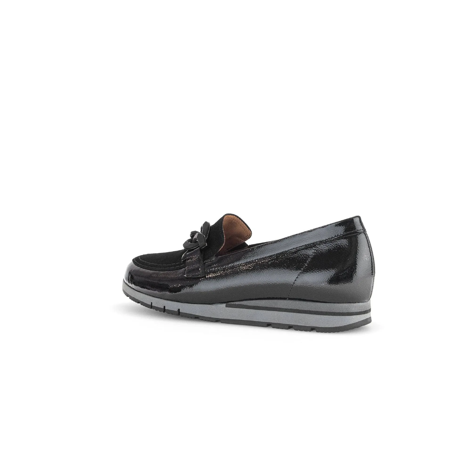 Gabor Bea 52.415.87 Ladies Black Patent Leather Slip On Loafers
