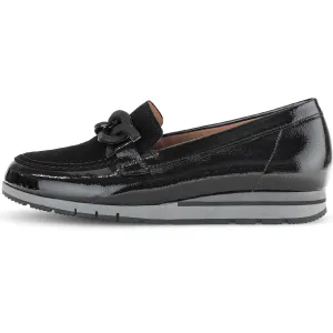Gabor Bea 52.415.87 Ladies Black Patent Leather Slip On Loafers