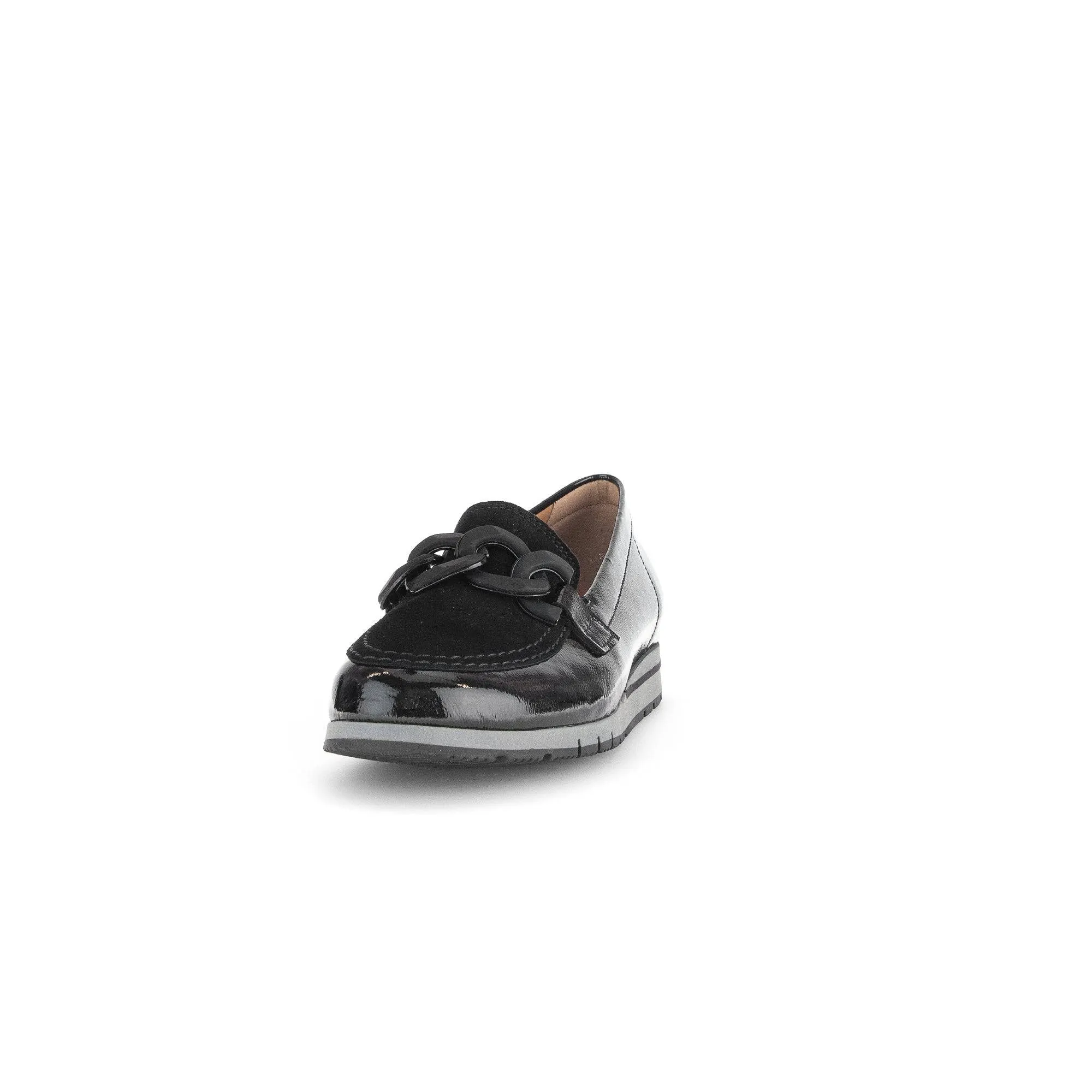 Gabor Bea 52.415.87 Ladies Black Patent Leather Slip On Loafers
