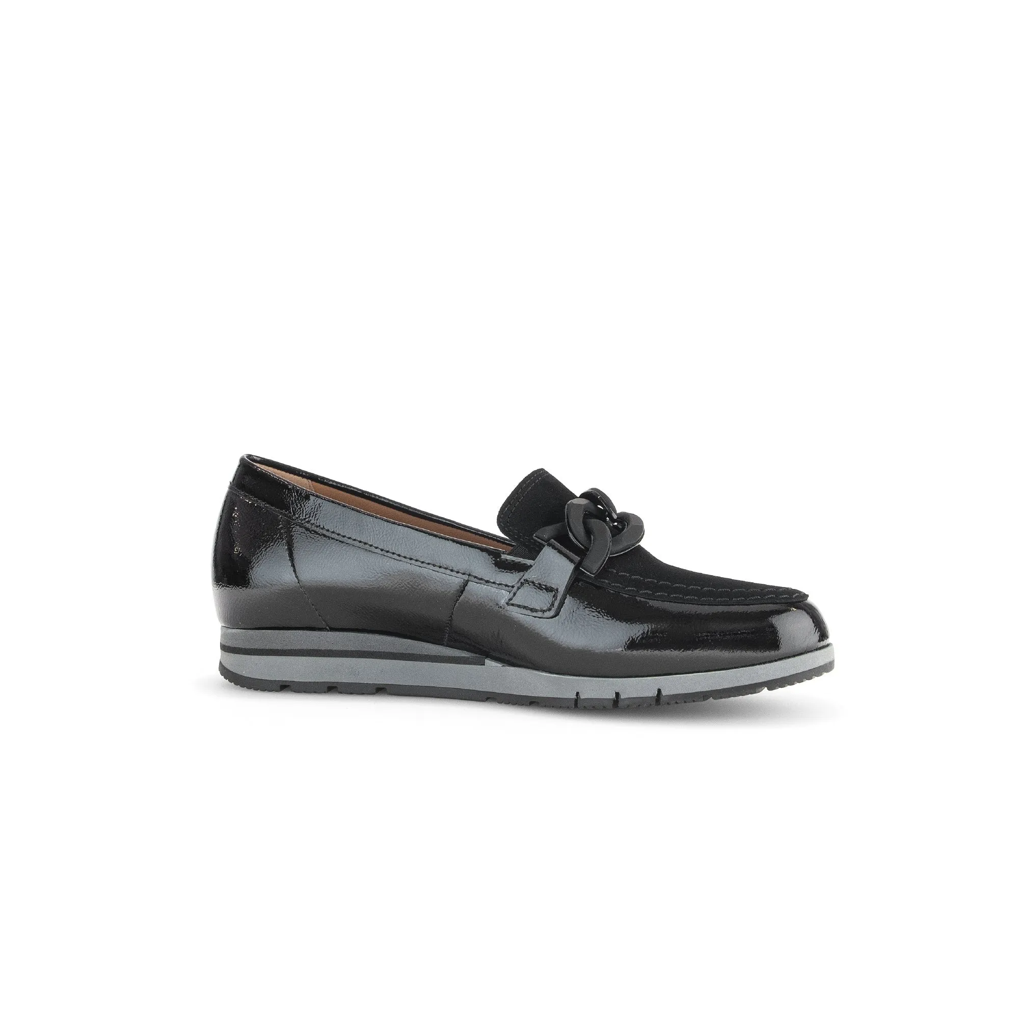 Gabor Bea 52.415.87 Ladies Black Patent Leather Slip On Loafers