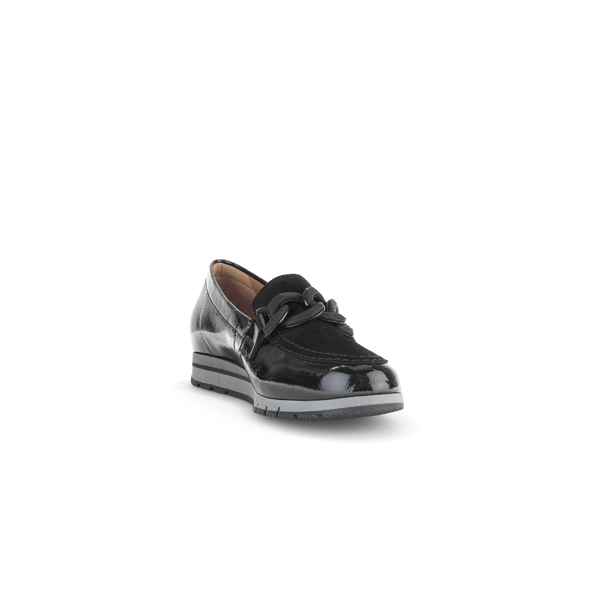 Gabor Bea 52.415.87 Ladies Black Patent Leather Slip On Loafers