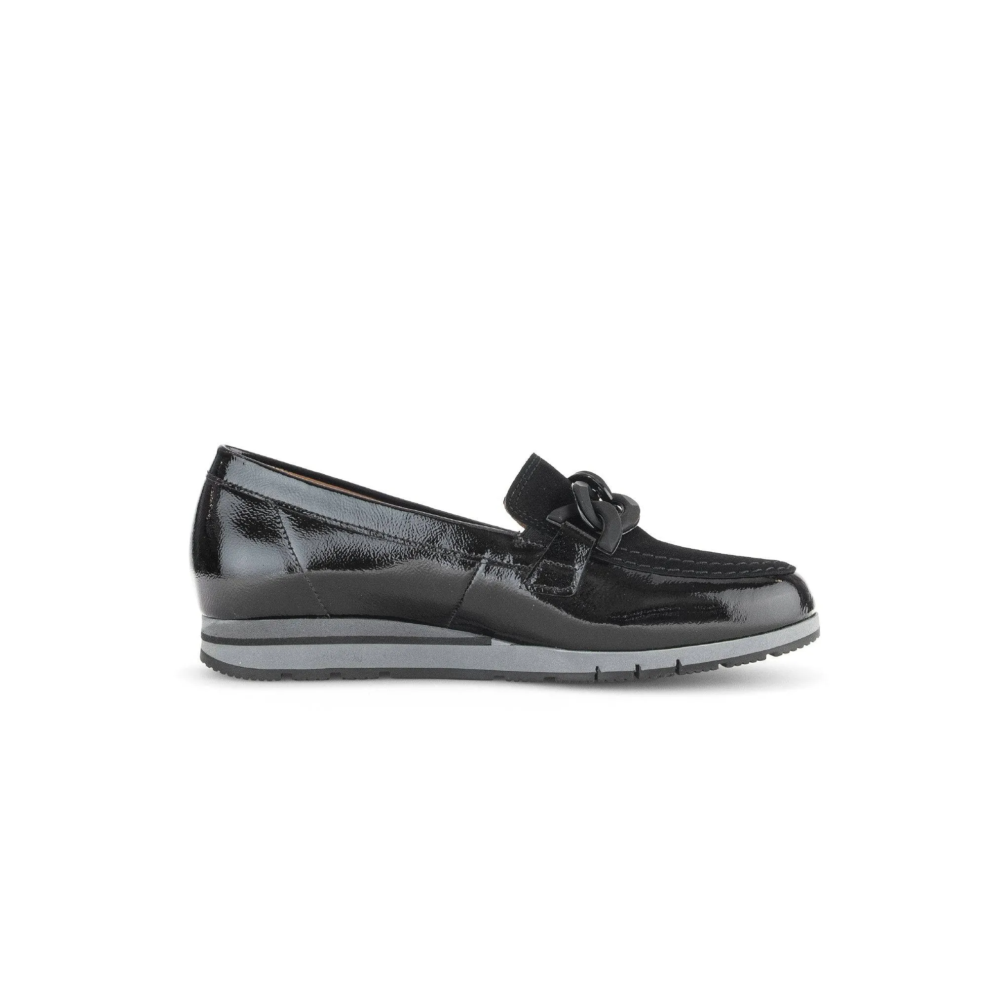 Gabor Bea 52.415.87 Ladies Black Patent Leather Slip On Loafers