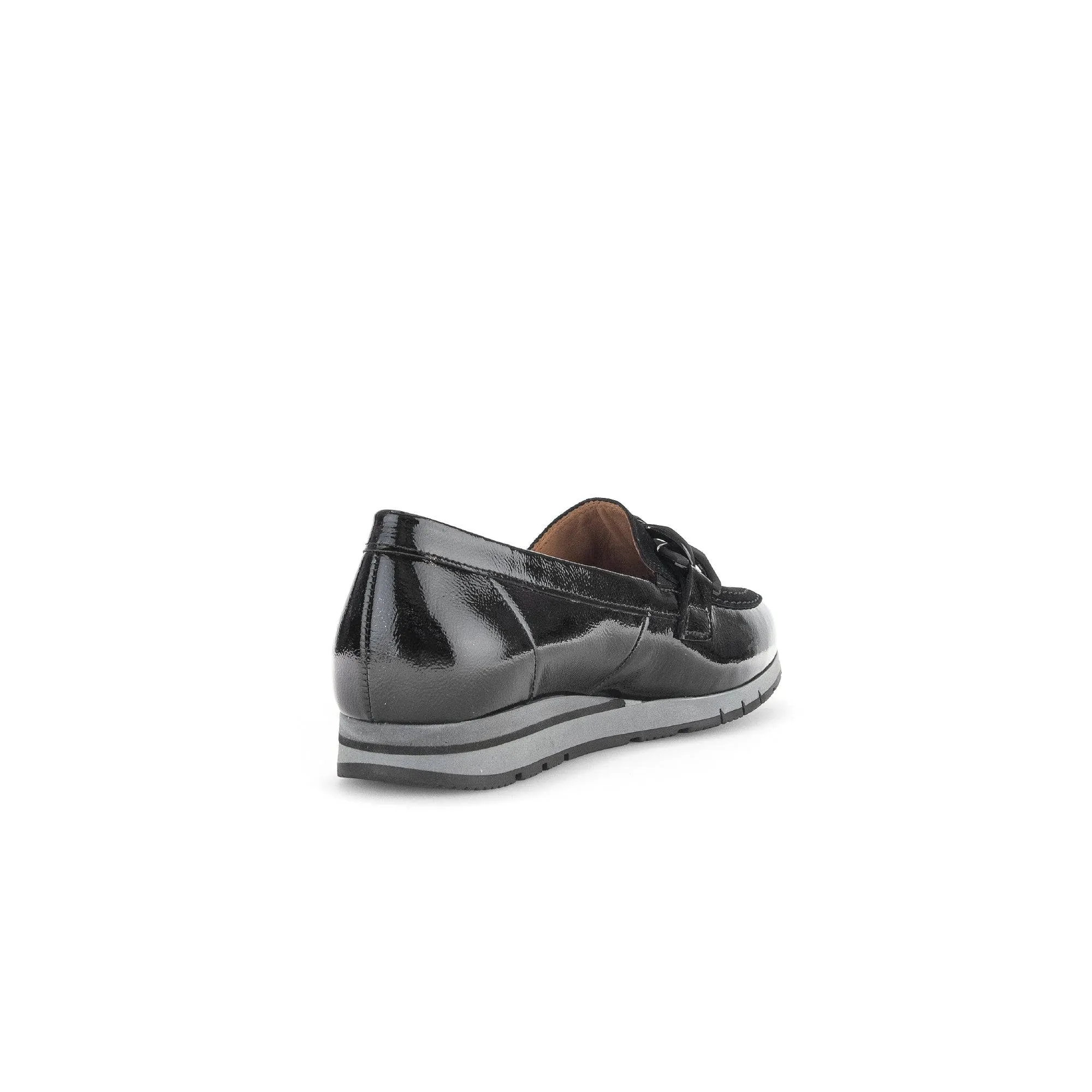 Gabor Bea 52.415.87 Ladies Black Patent Leather Slip On Loafers
