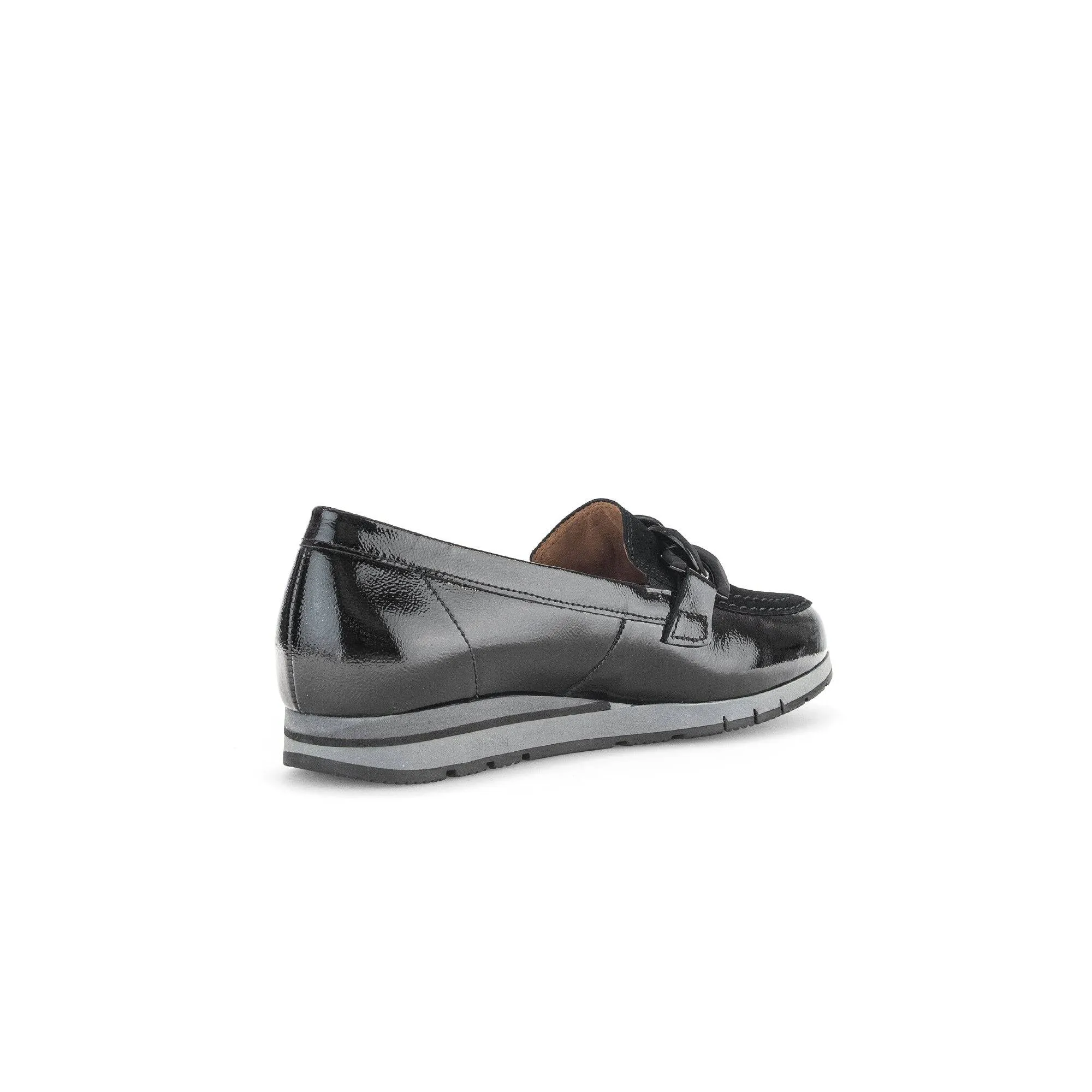 Gabor Bea 52.415.87 Ladies Black Patent Leather Slip On Loafers