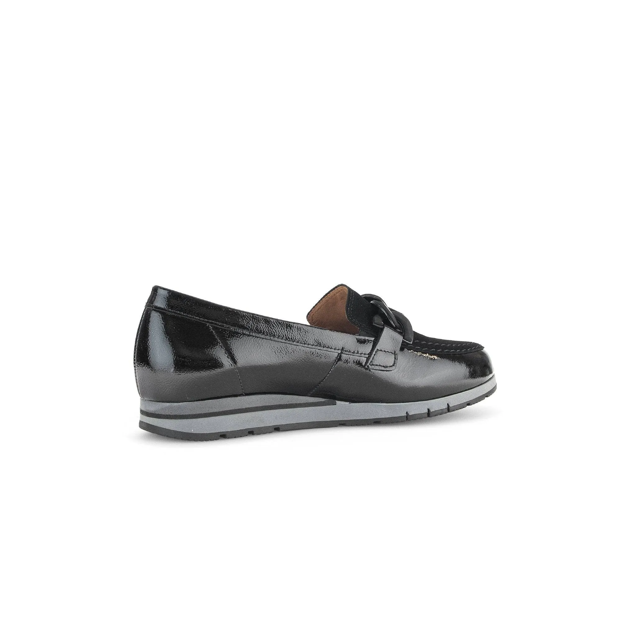 Gabor Bea 52.415.87 Ladies Black Patent Leather Slip On Loafers