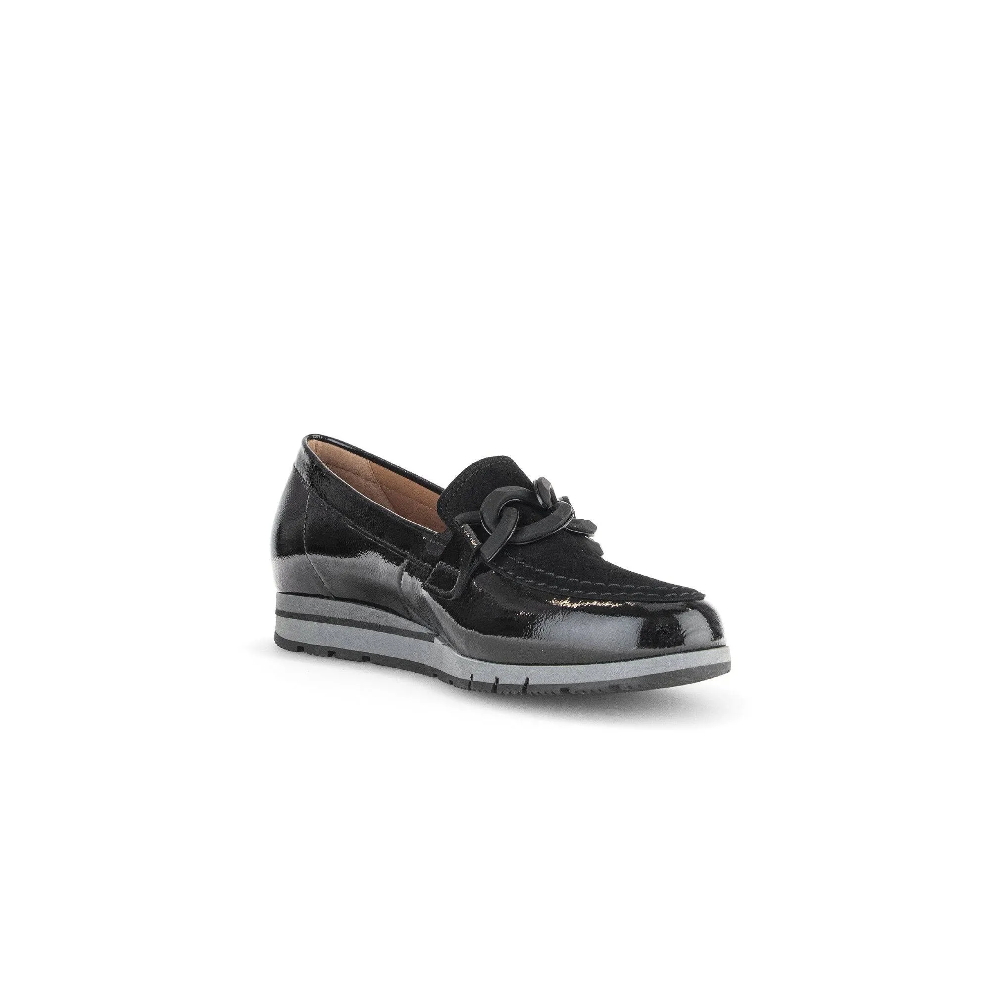Gabor Bea 52.415.87 Ladies Black Patent Leather Slip On Loafers