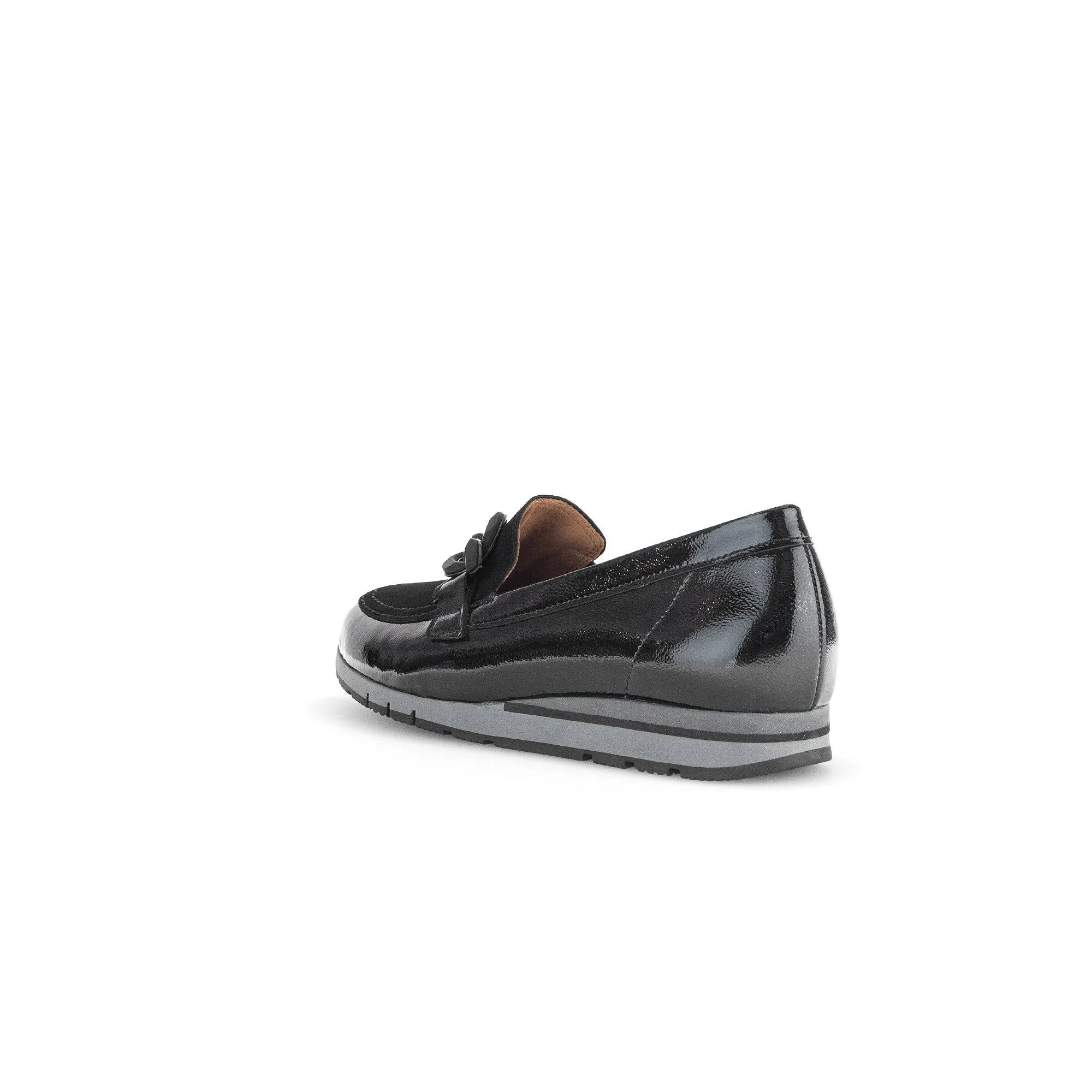 Gabor Bea 52.415.87 Ladies Black Patent Leather Slip On Loafers