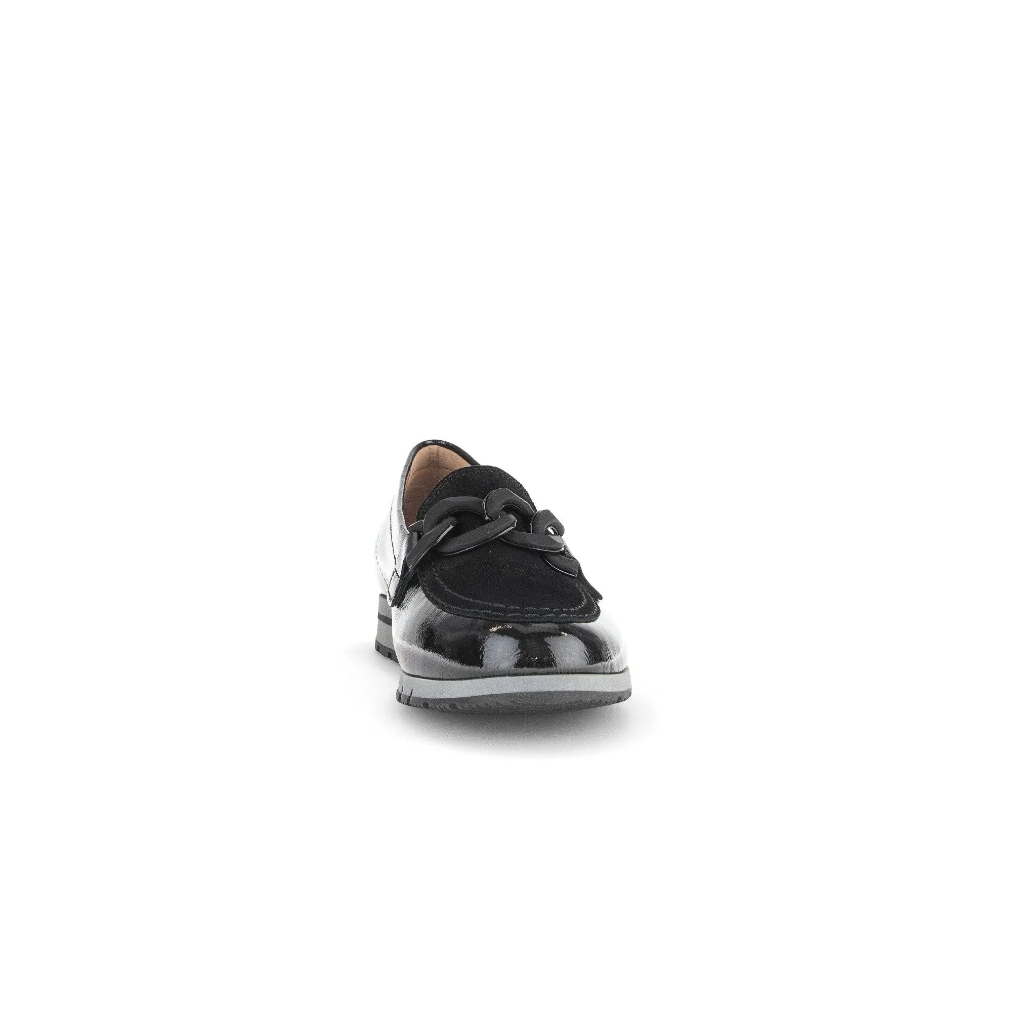 Gabor Bea 52.415.87 Ladies Black Patent Leather Slip On Loafers