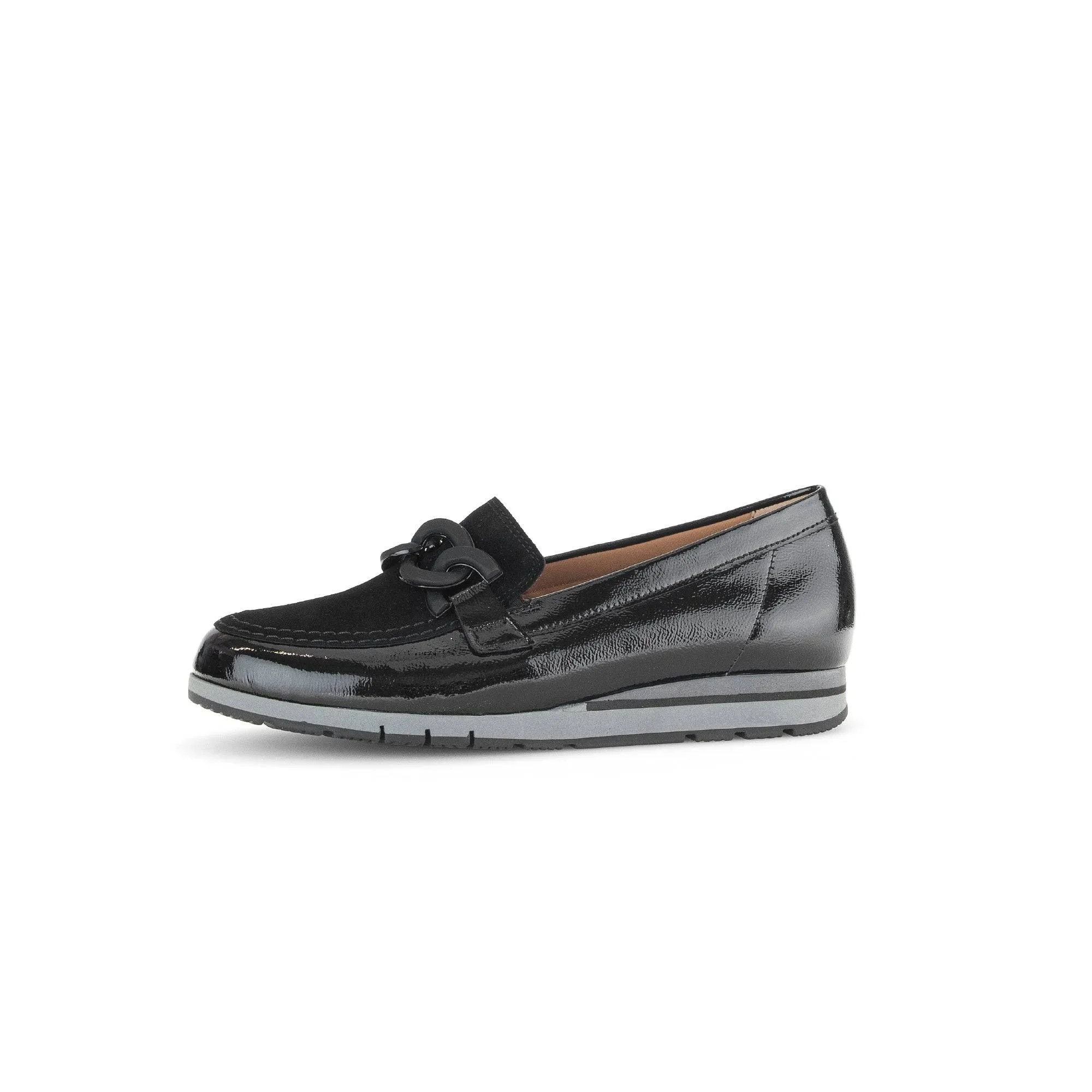 Gabor Bea 52.415.87 Ladies Black Patent Leather Slip On Loafers