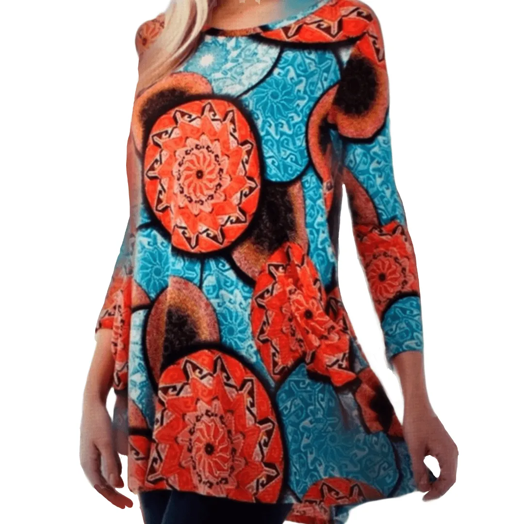 Geometric Retro 70's Tunic Top