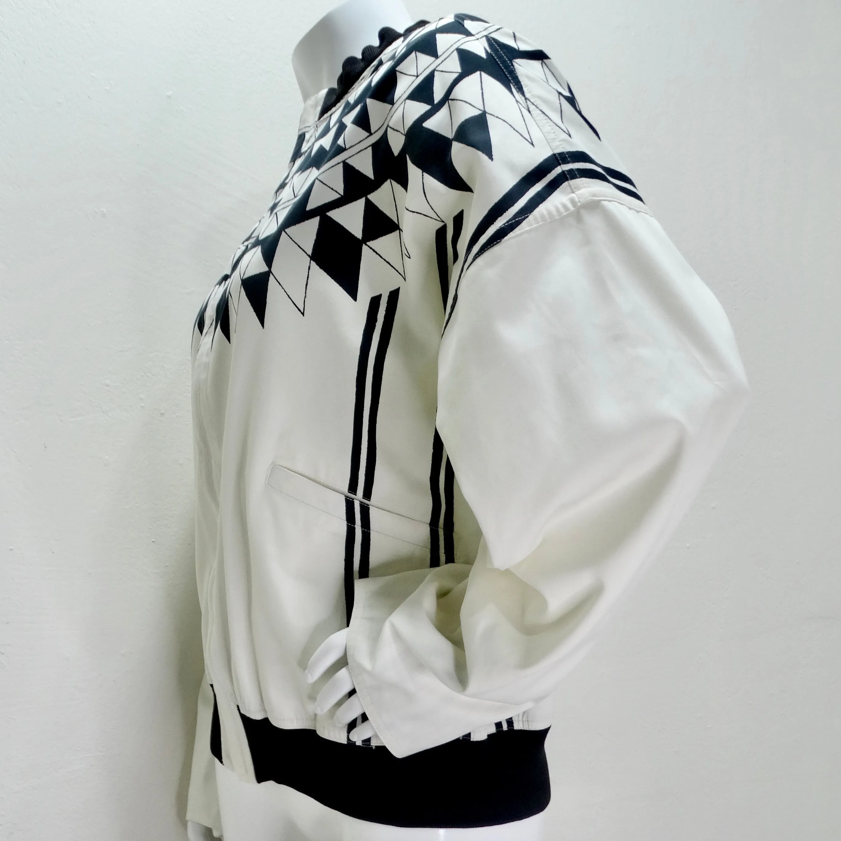 Gianni Versace 1980s Black & White Bomber Jacket