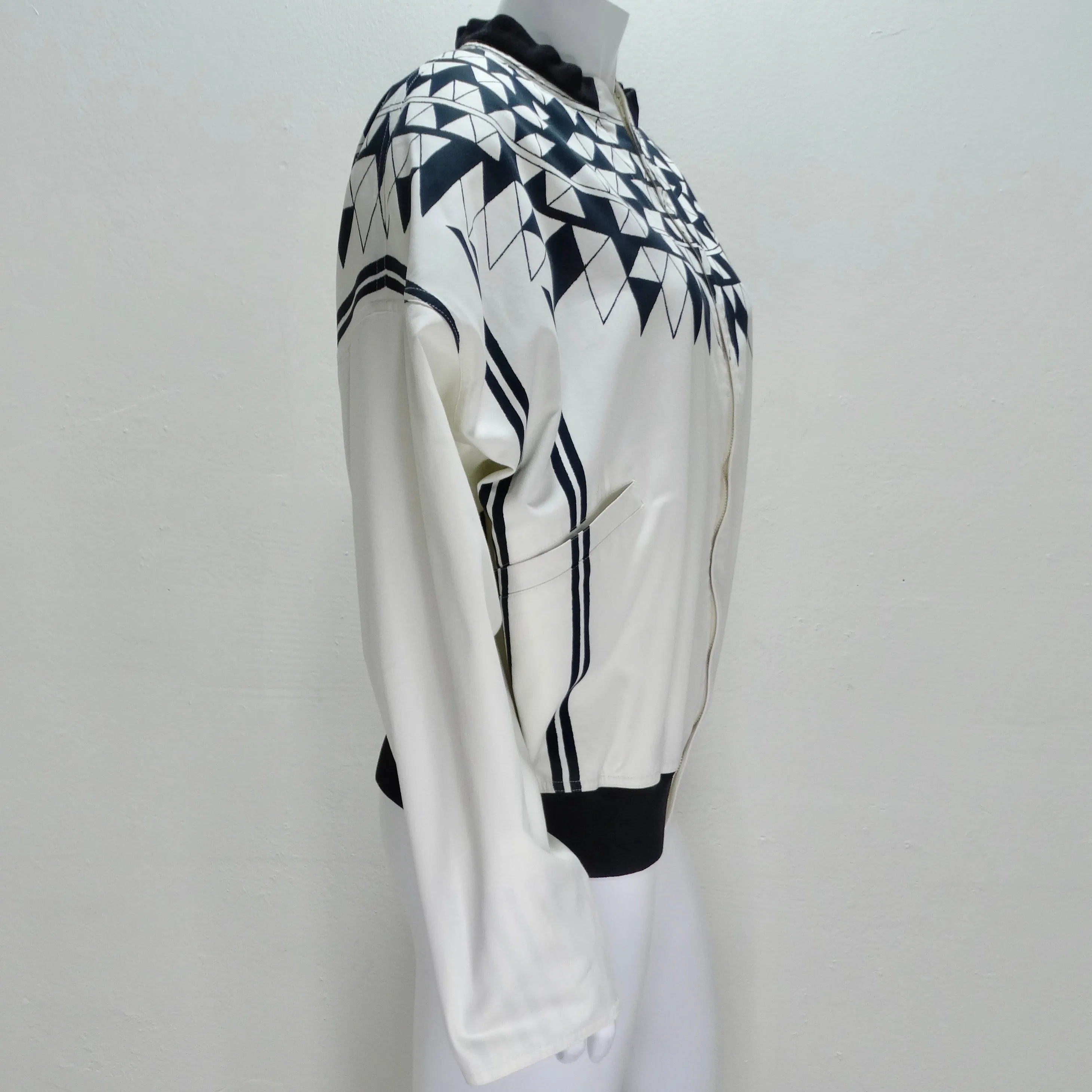 Gianni Versace 1980s Black & White Bomber Jacket