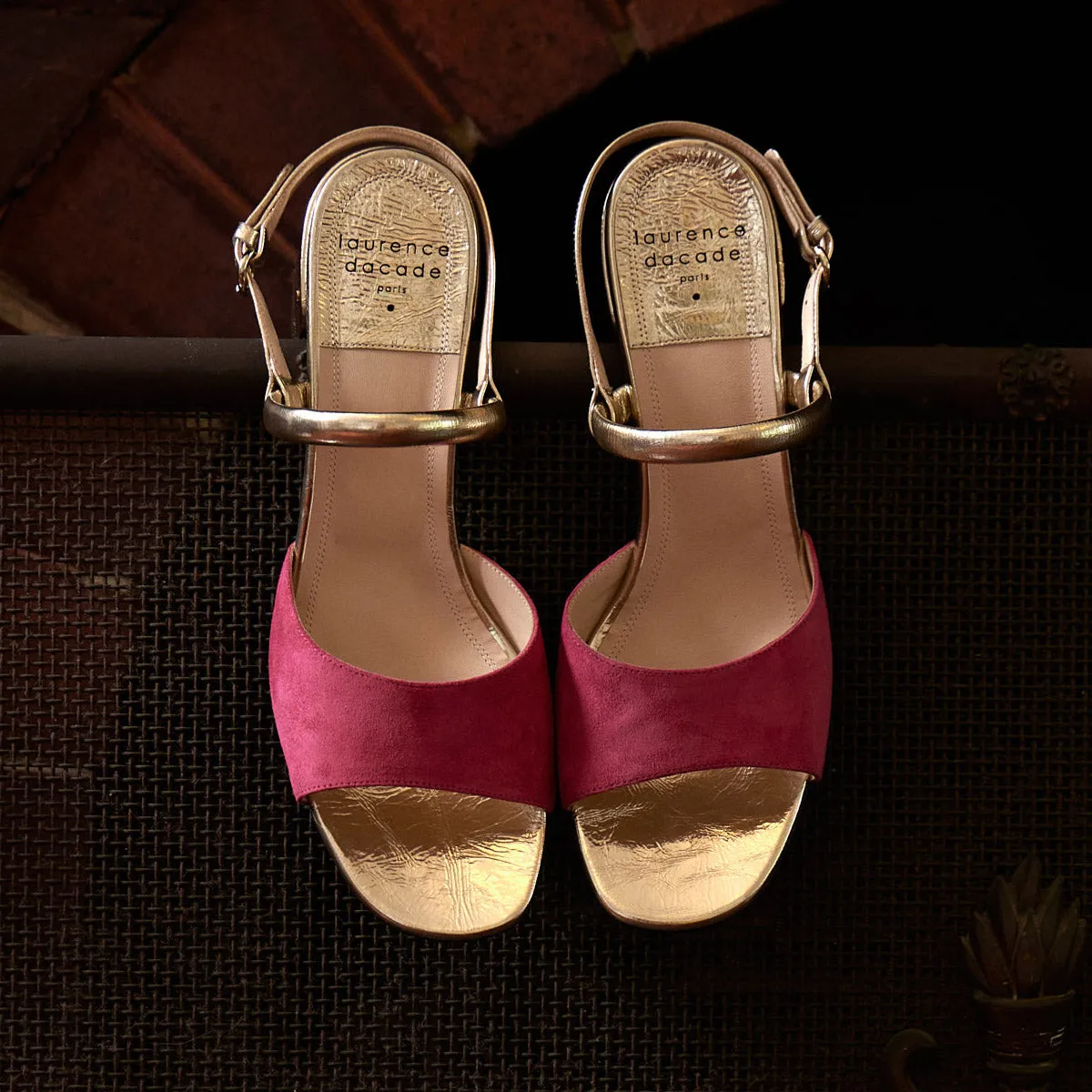 Ginger Two Tone Mid Heel Suede Sandals