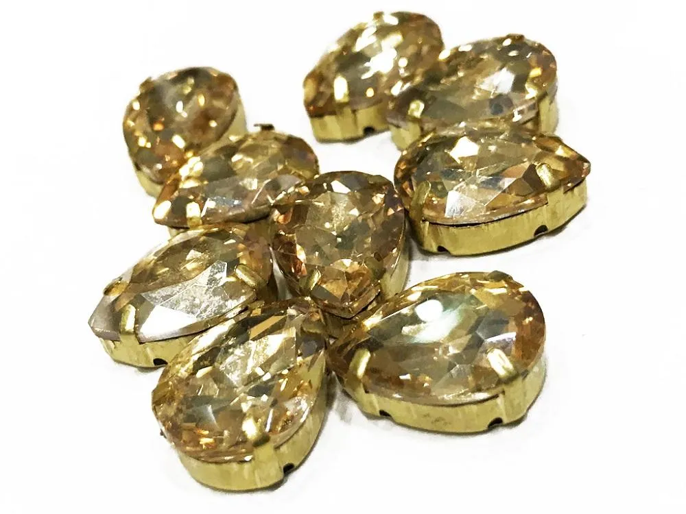 Golden Drop Glass Stone with Catcher (18x13 mm)