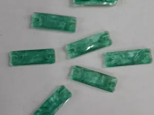 Green Rectangular Stick 2 Hole Glass Stones- 7x21 mm