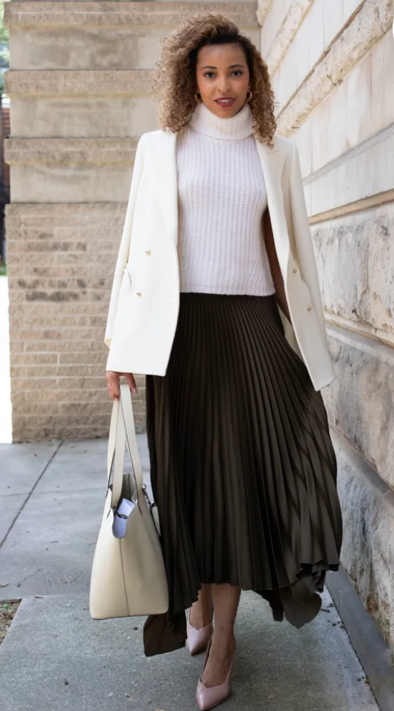 JOSEPH KNIT WEAVE PLISSE ADE SKIRT