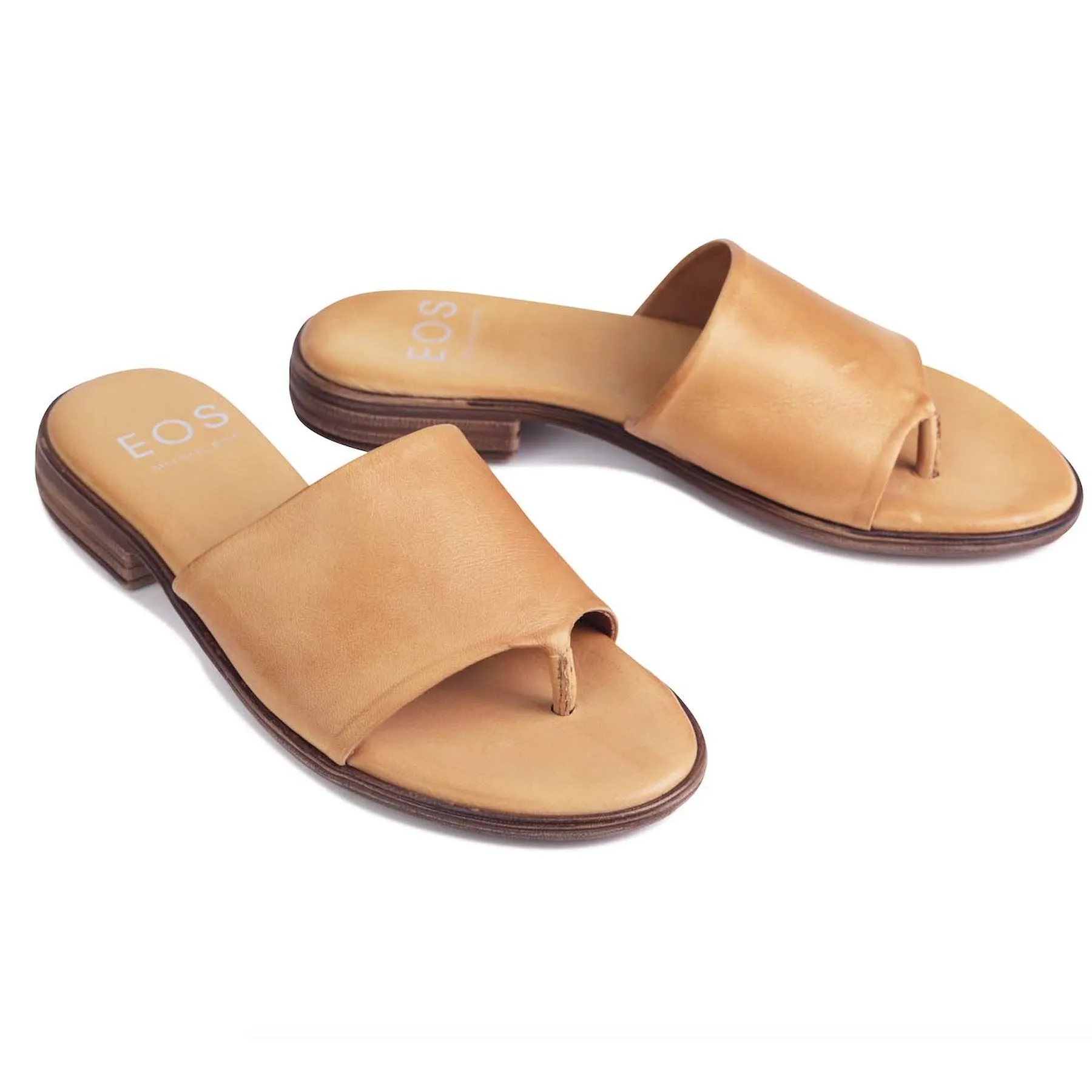 KAIA LEATHER SLIDE SANDALS