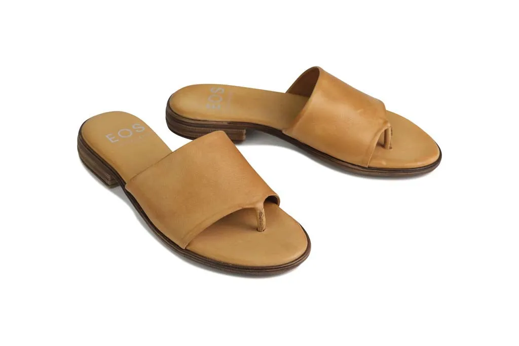 KAIA LEATHER SLIDE SANDALS
