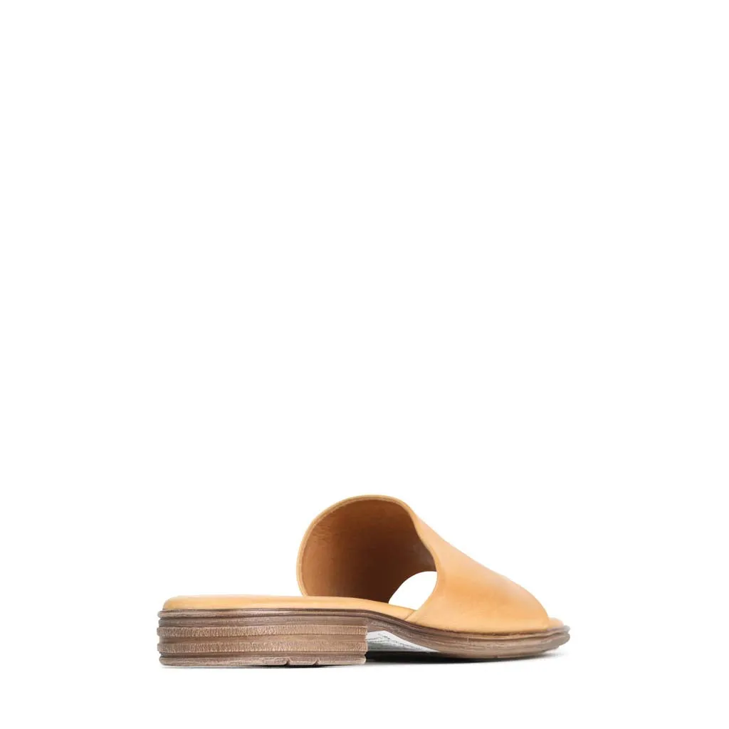 KAIA LEATHER SLIDE SANDALS
