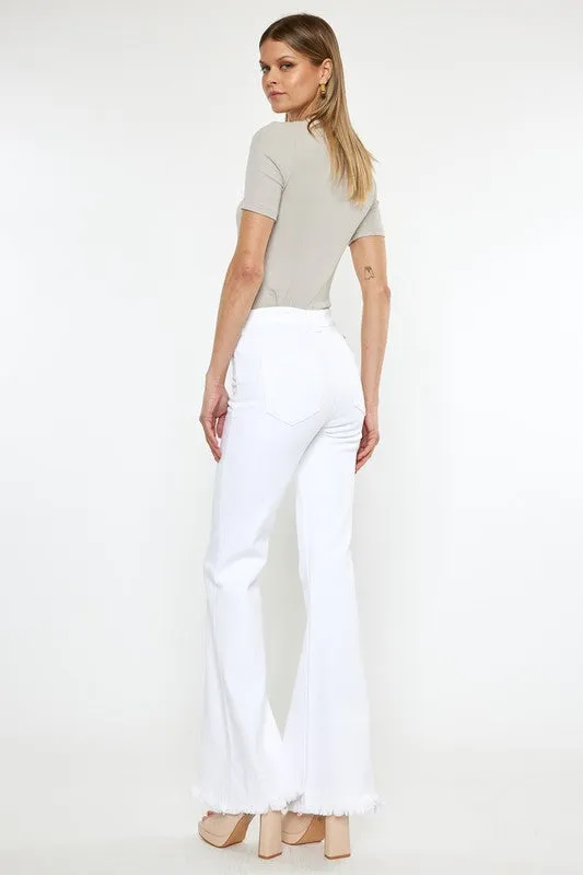 Kancan High Rise White Flare Jeans