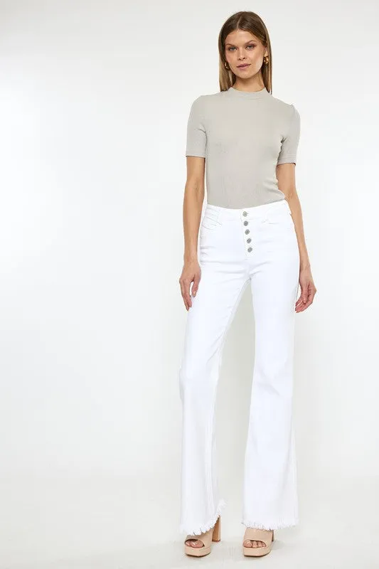Kancan High Rise White Flare Jeans