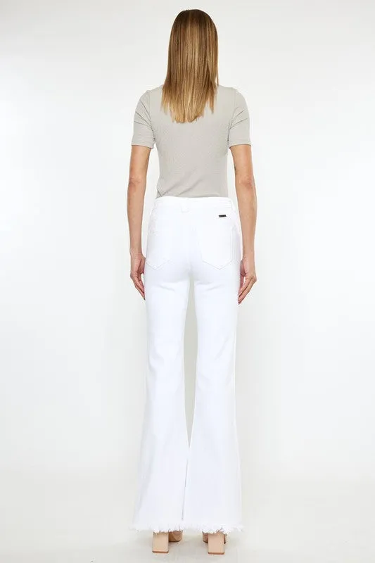 Kancan High Rise White Flare Jeans