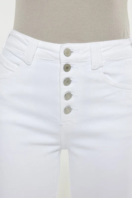 Kancan High Rise White Flare Jeans
