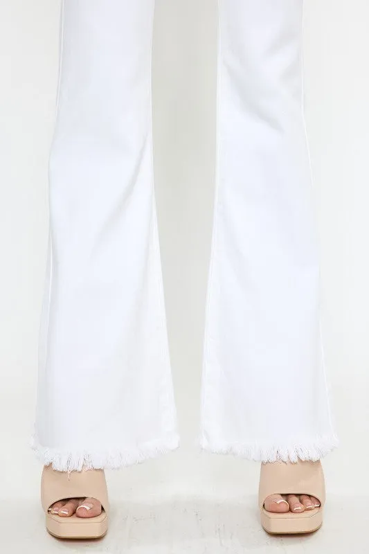 Kancan High Rise White Flare Jeans