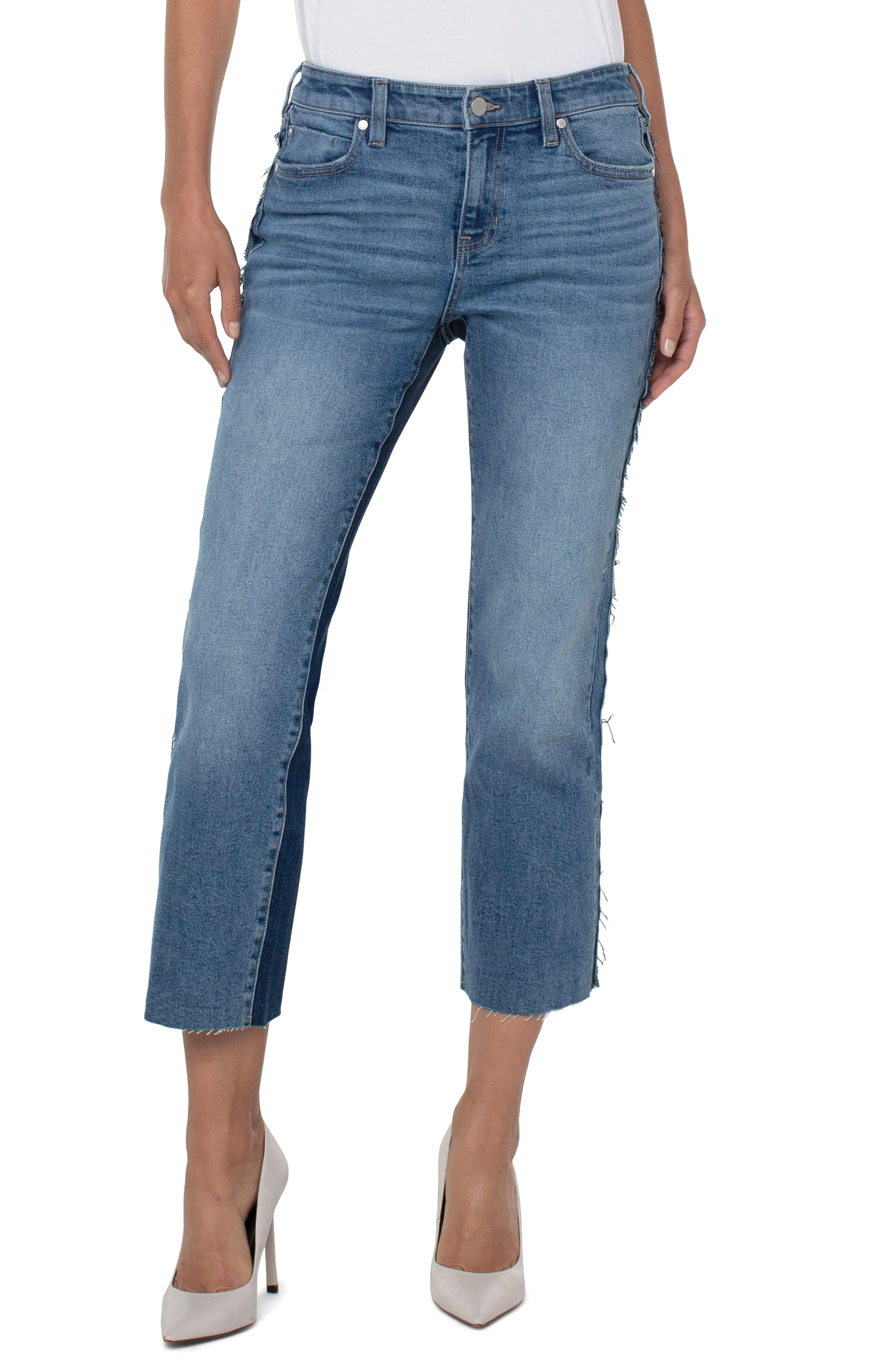 Kennedy Crop Straight Pieced with Frayed Sides