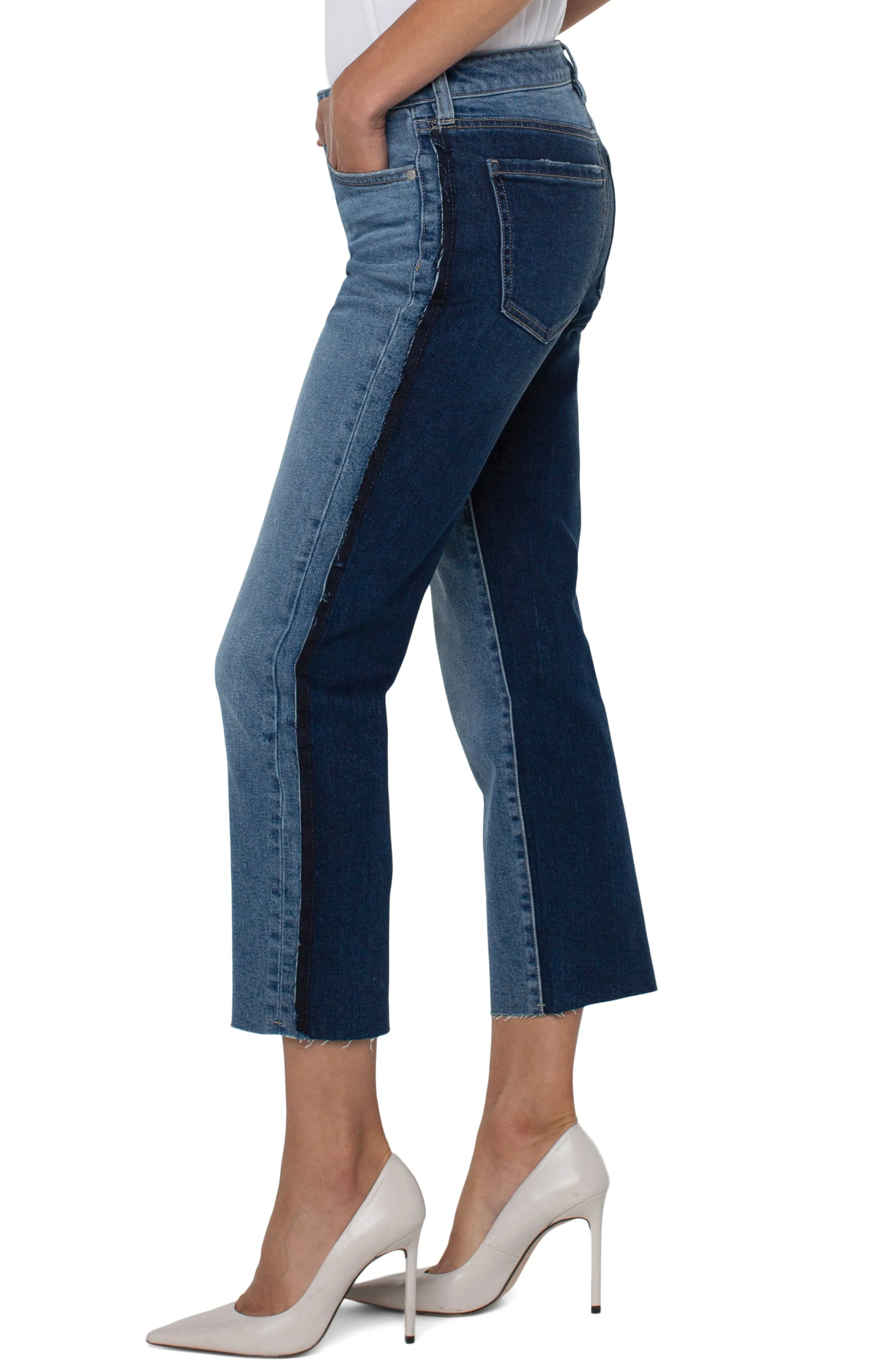 Kennedy Crop Straight Pieced with Frayed Sides