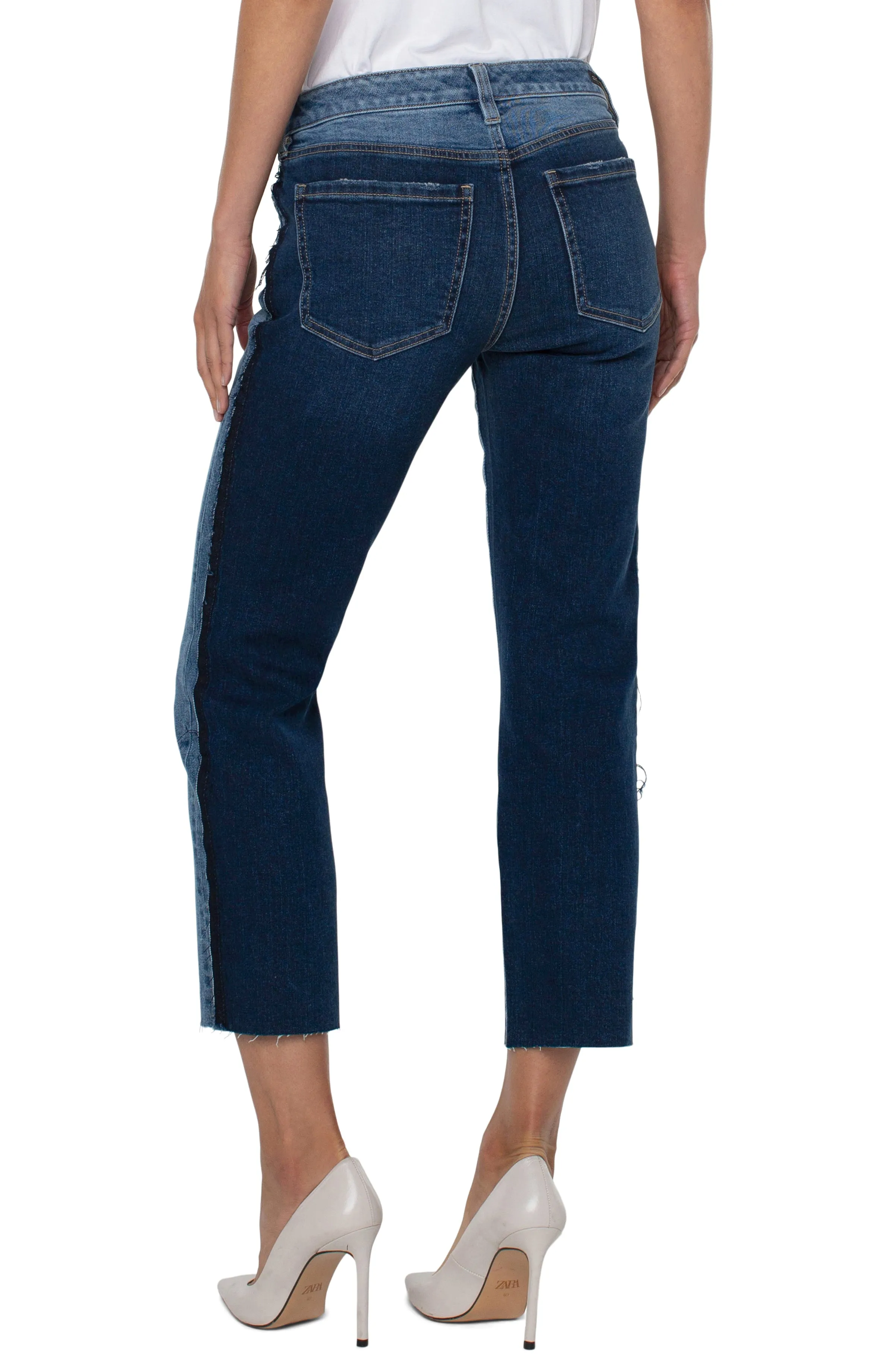 Kennedy Crop Straight Pieced with Frayed Sides