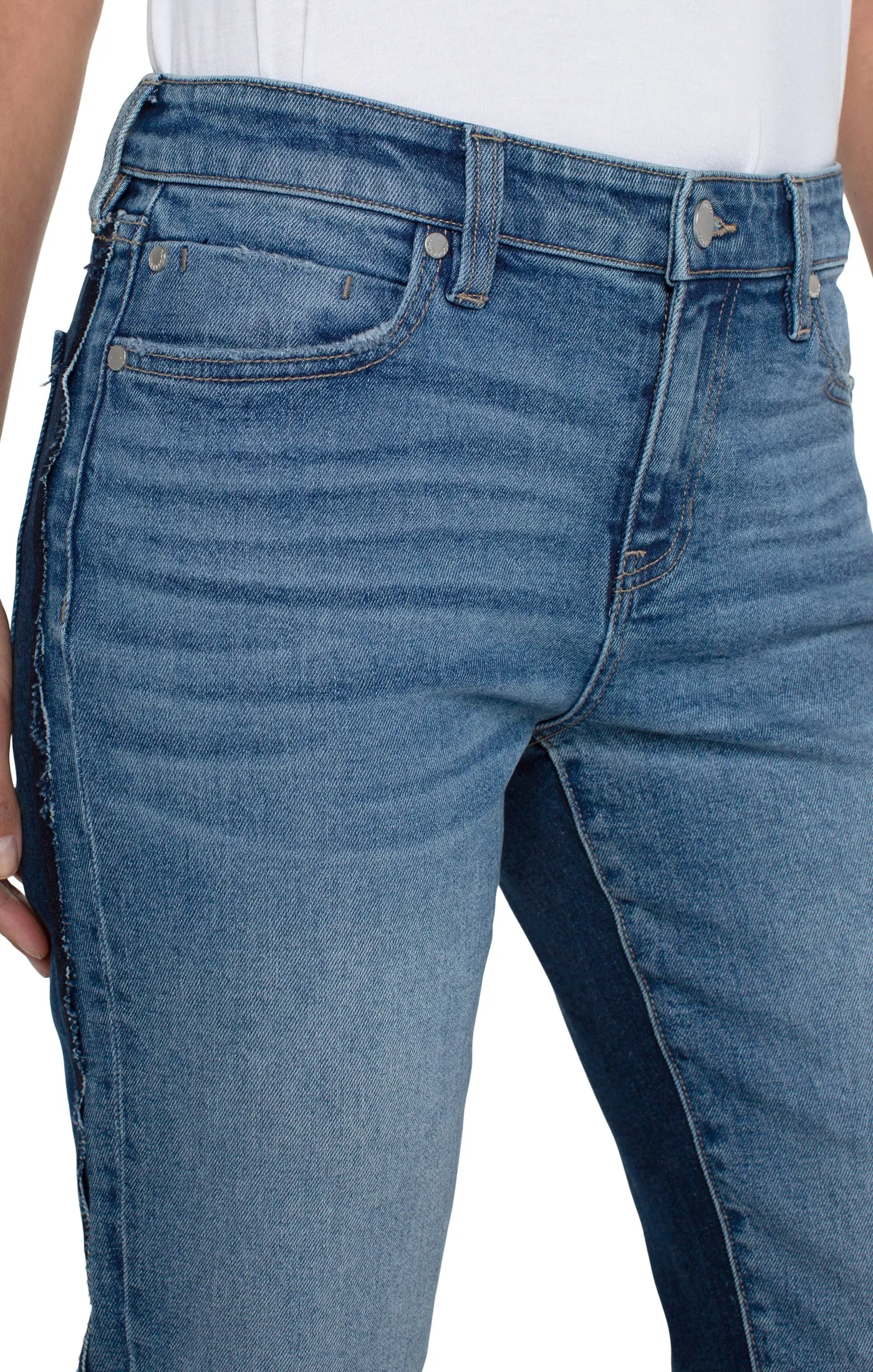 Kennedy Crop Straight Pieced with Frayed Sides