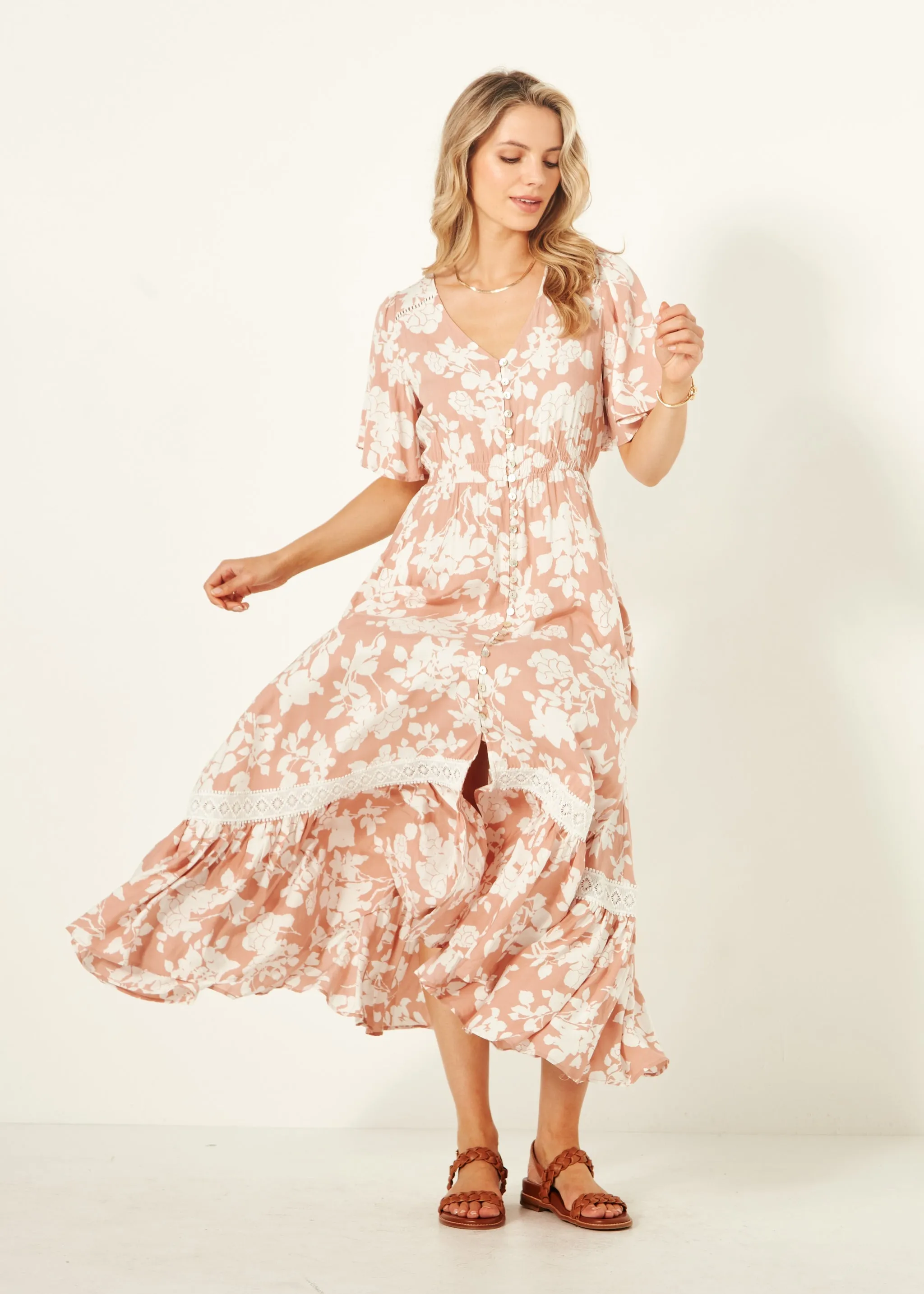 Lemon Tree Jolander Dress Nude Floral