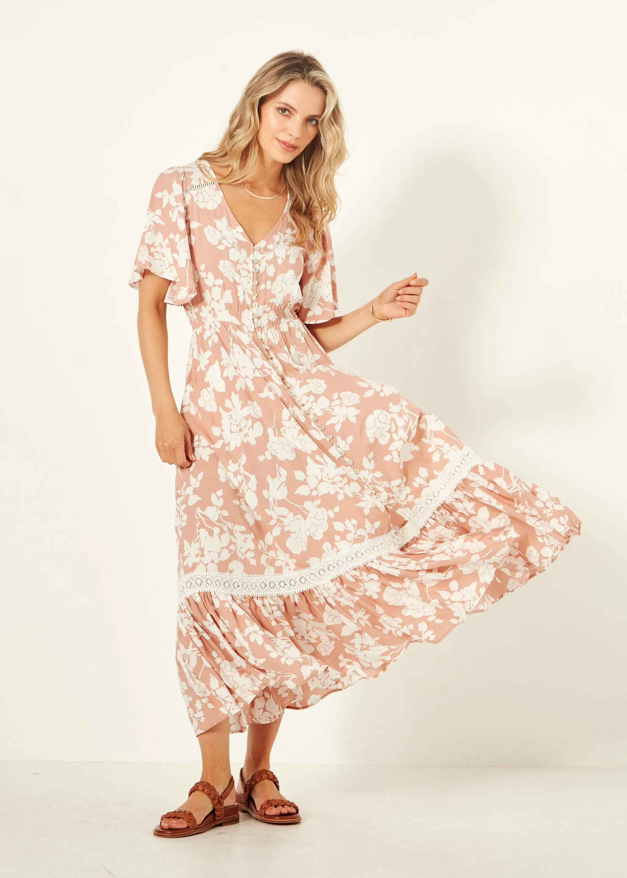Lemon Tree Jolander Dress Nude Floral