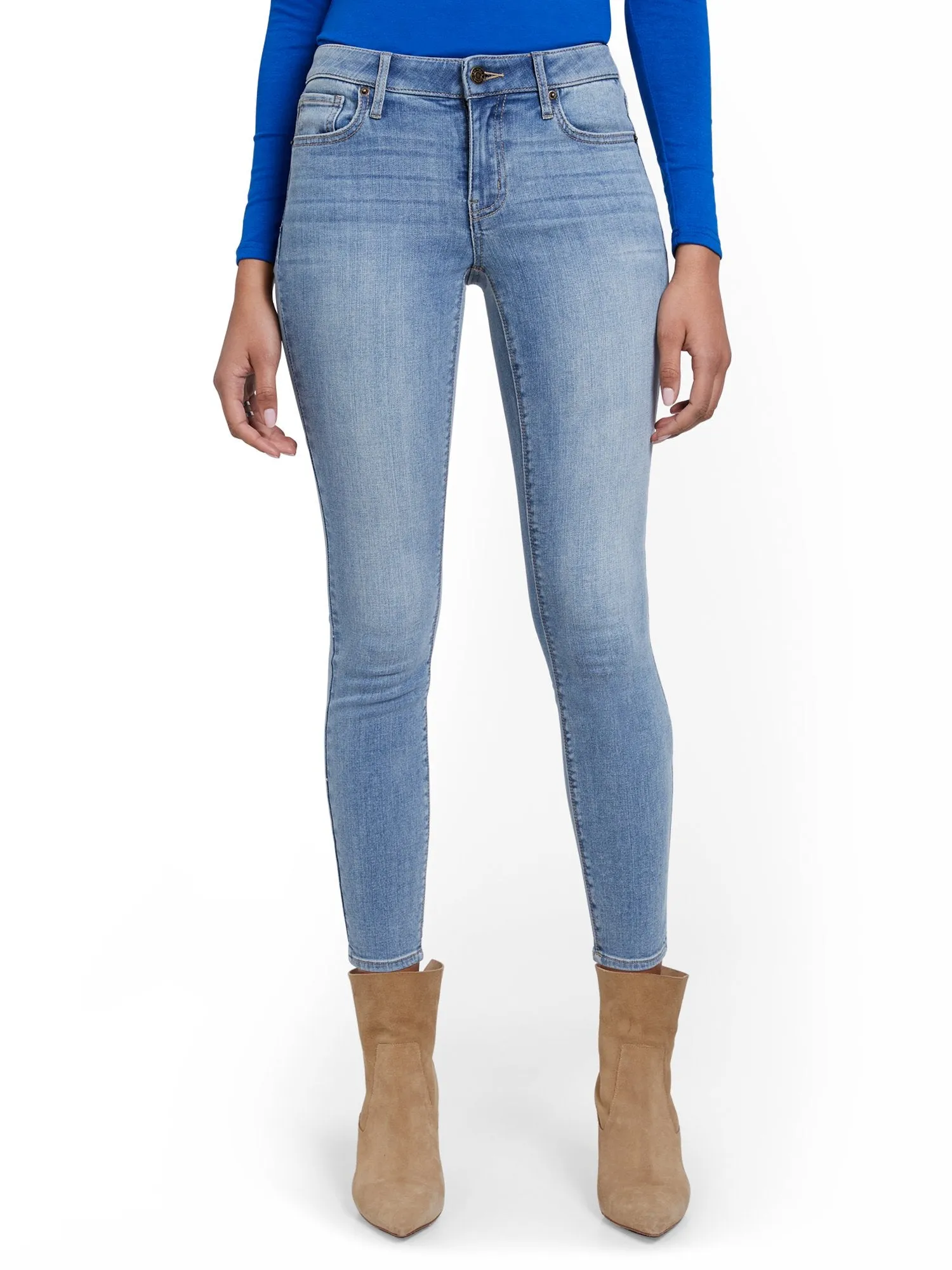 Lexi Mid-Rise Super-Skinny Ankle Jeans - Blue Rock