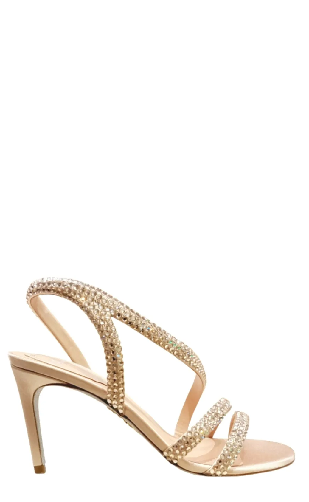 Lisa Nude Satin Crystal Sandals