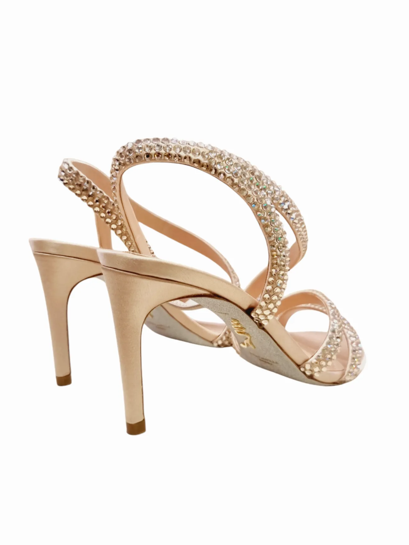 Lisa Nude Satin Crystal Sandals