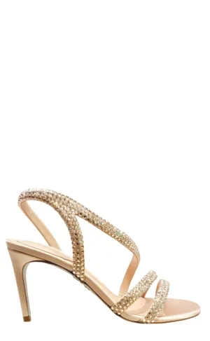 Lisa Nude Satin Crystal Sandals