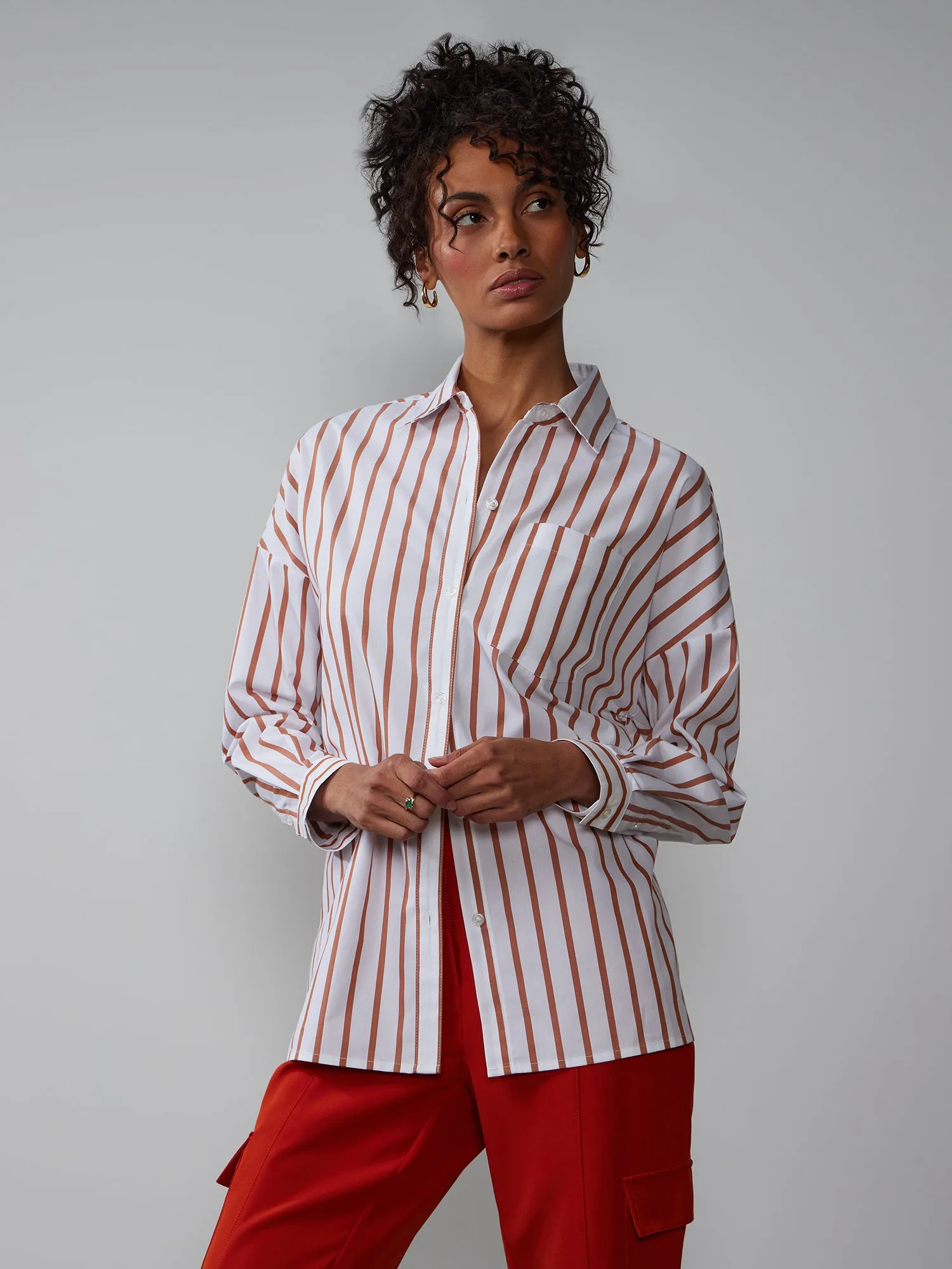 Long Sleeve Striped Boyfriend Shirt