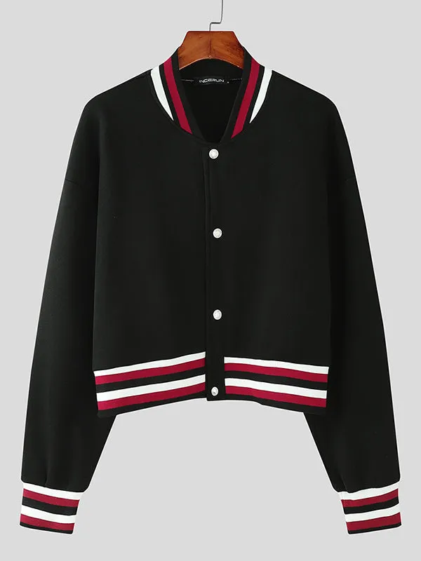Mens Street Style Contrast Collar Long-Sleeve Jacket SKUK81861