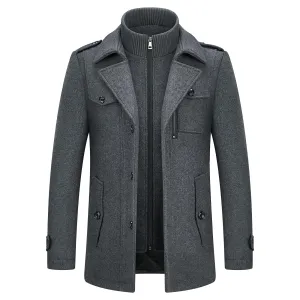 Men's Thick Business Casual Double-Layer Wool Coat
