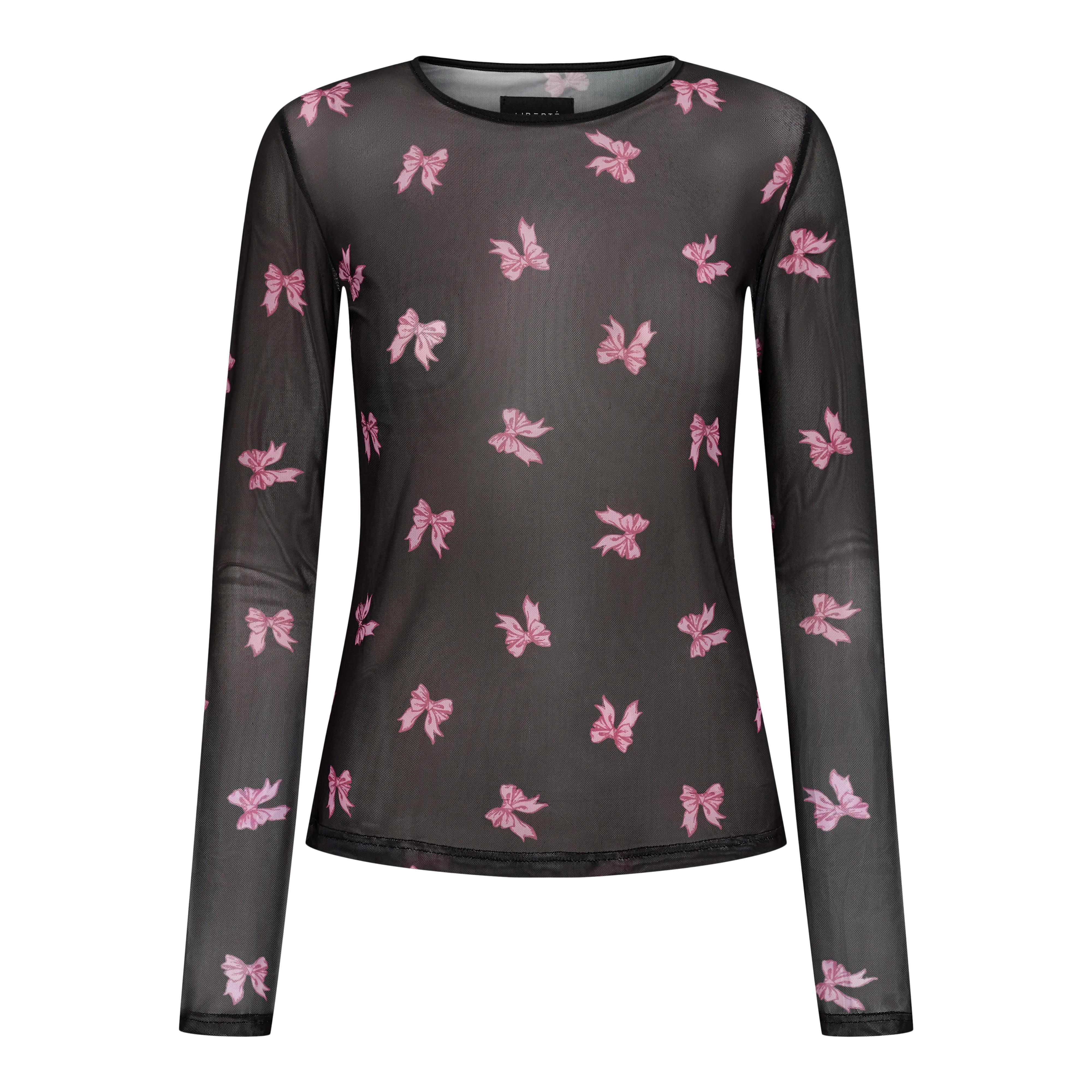 MESH-LS-TSHIRT - BLACK PINK BOW