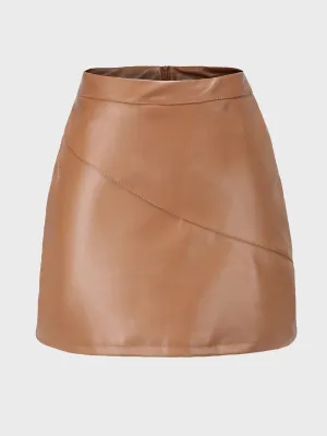 Midsize Simplicity High Waist Leather Skirt