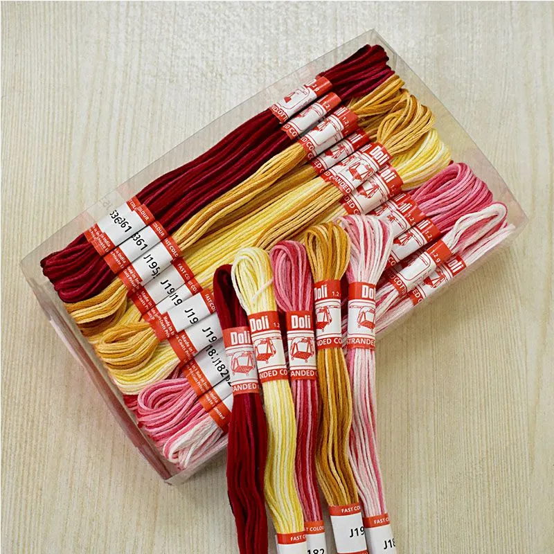 Multicolour  5 Shades Hand Embroidery Stranded Cotton Threads-1 Box