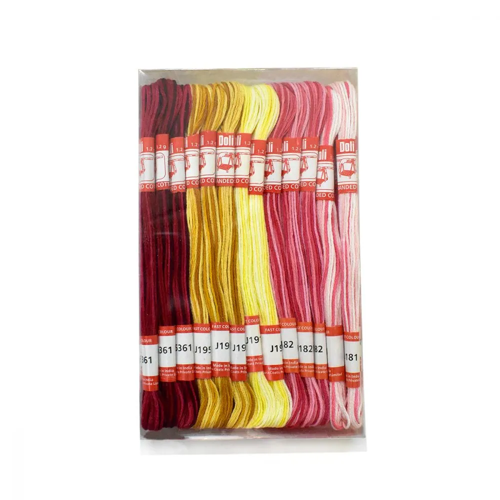 Multicolour  5 Shades Hand Embroidery Stranded Cotton Threads-1 Box
