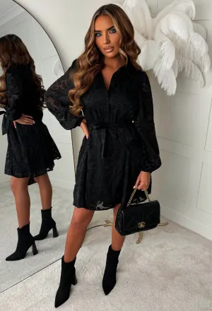 Oh Dolly Black Sheer Shirt Dress