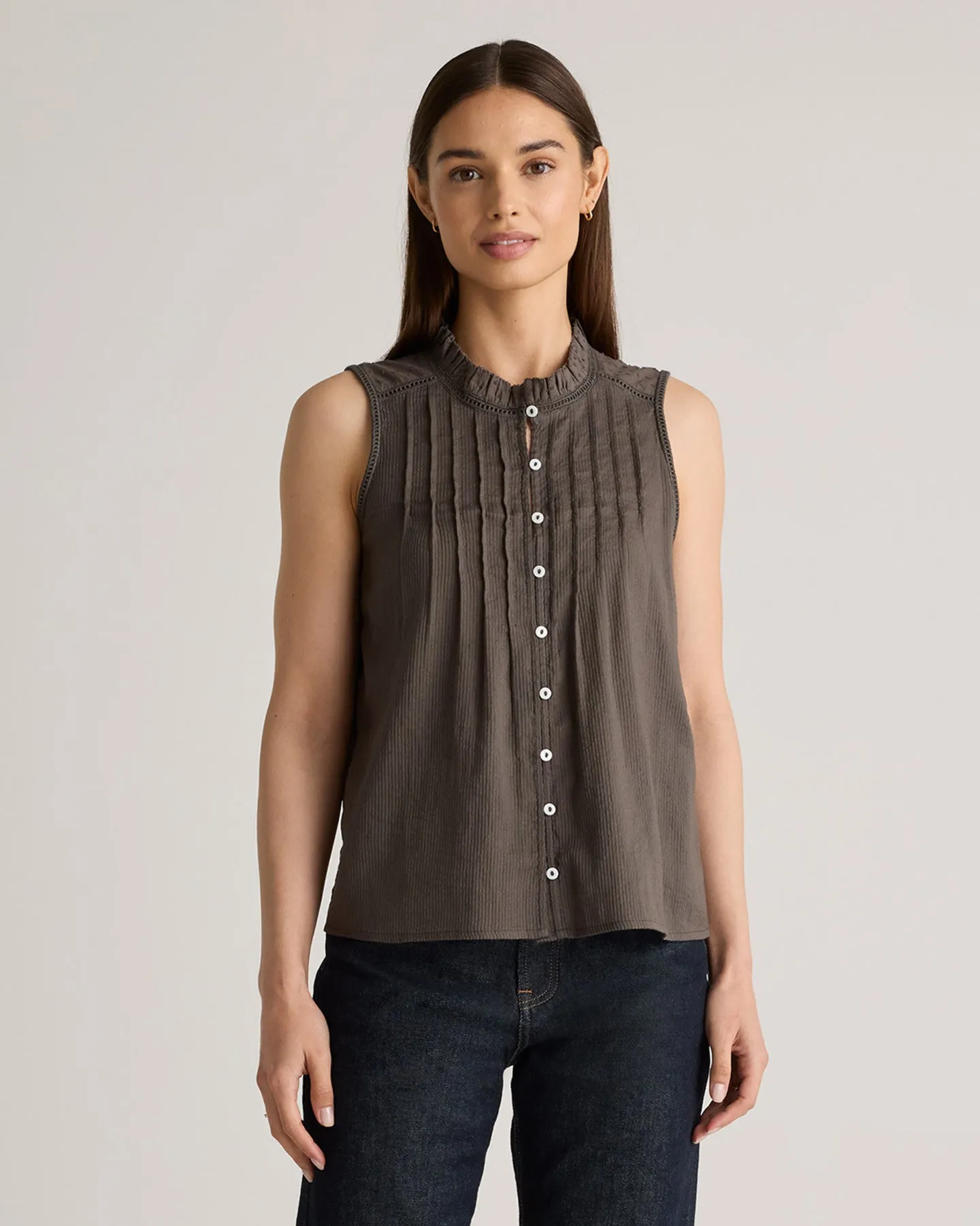 Organic Textured Cotton Sleeveless Blouse