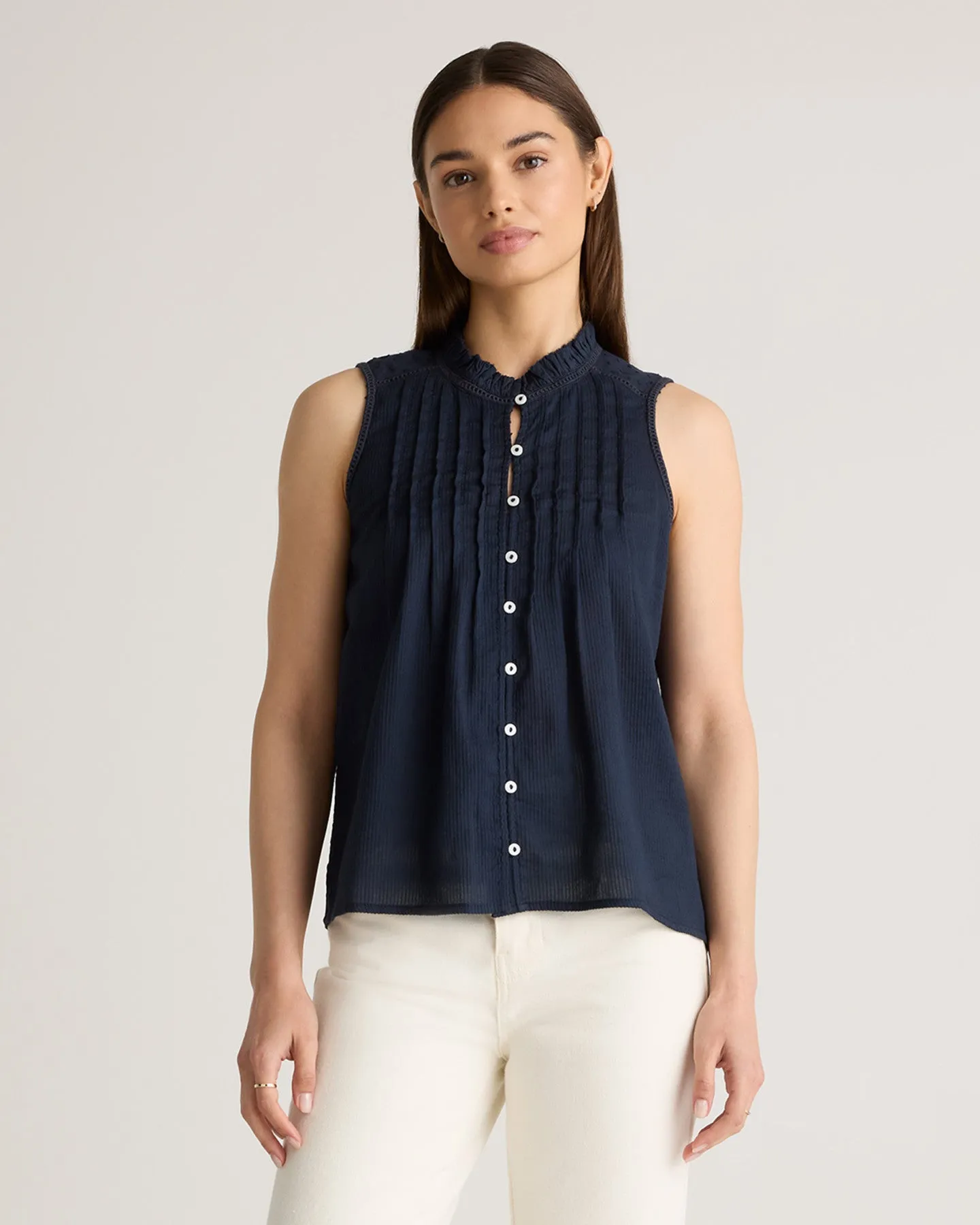 Organic Textured Cotton Sleeveless Blouse