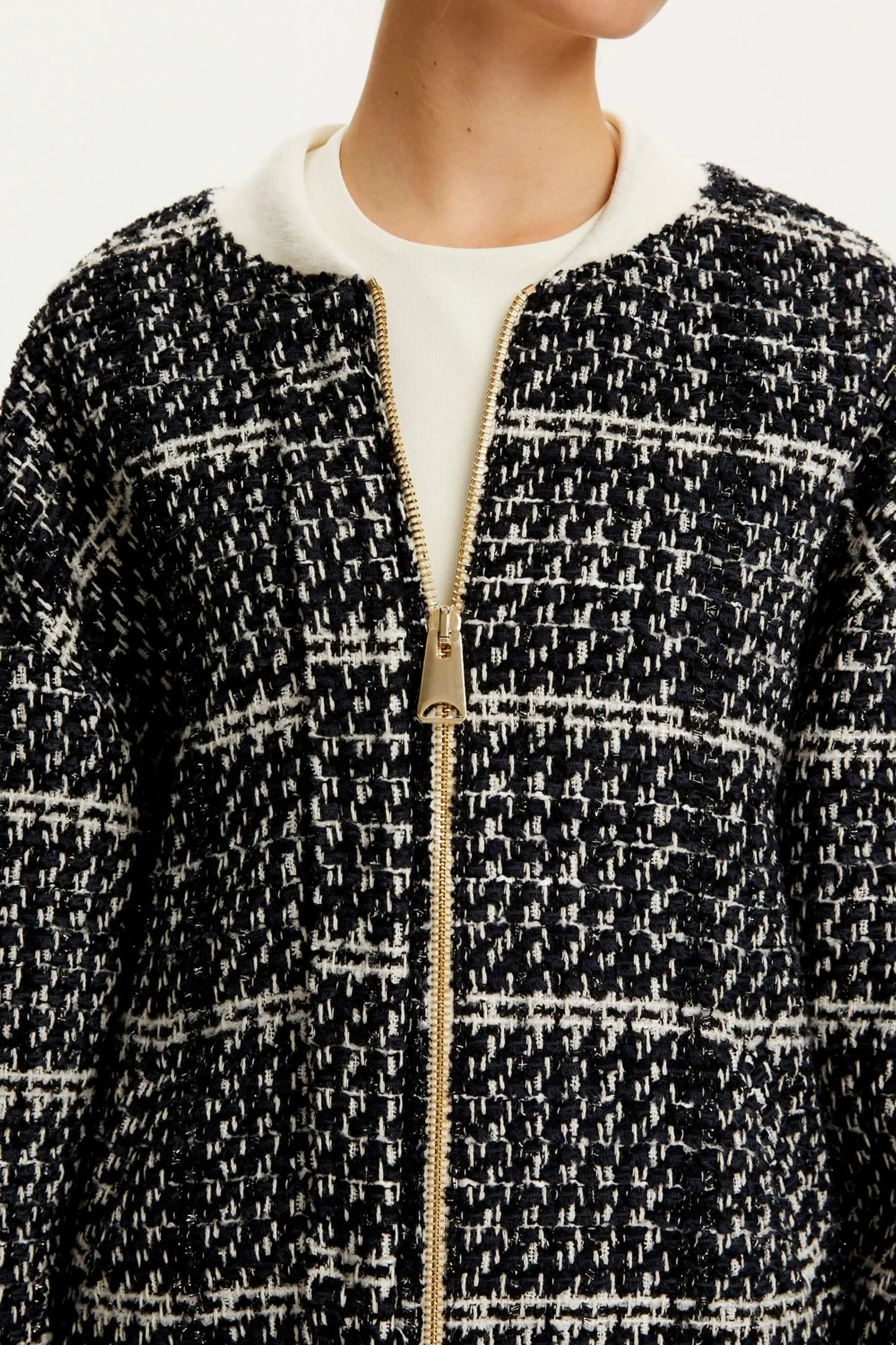 Oversized Tweed Bomber Jacket
