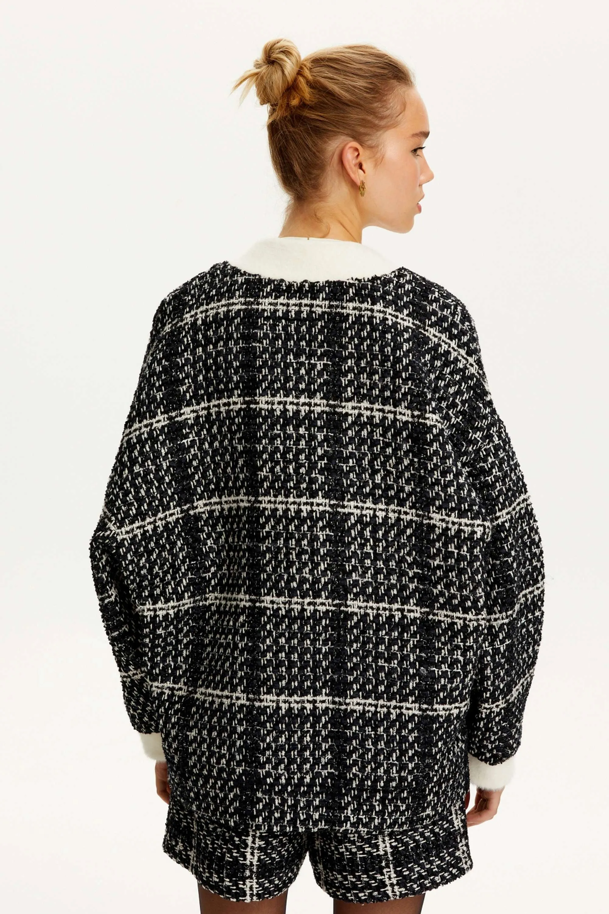 Oversized Tweed Bomber Jacket